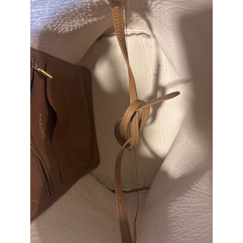 Cuyana Small Structured Leather Tote in Caramel / Blush ~ Monogram - Picture 8 of 11